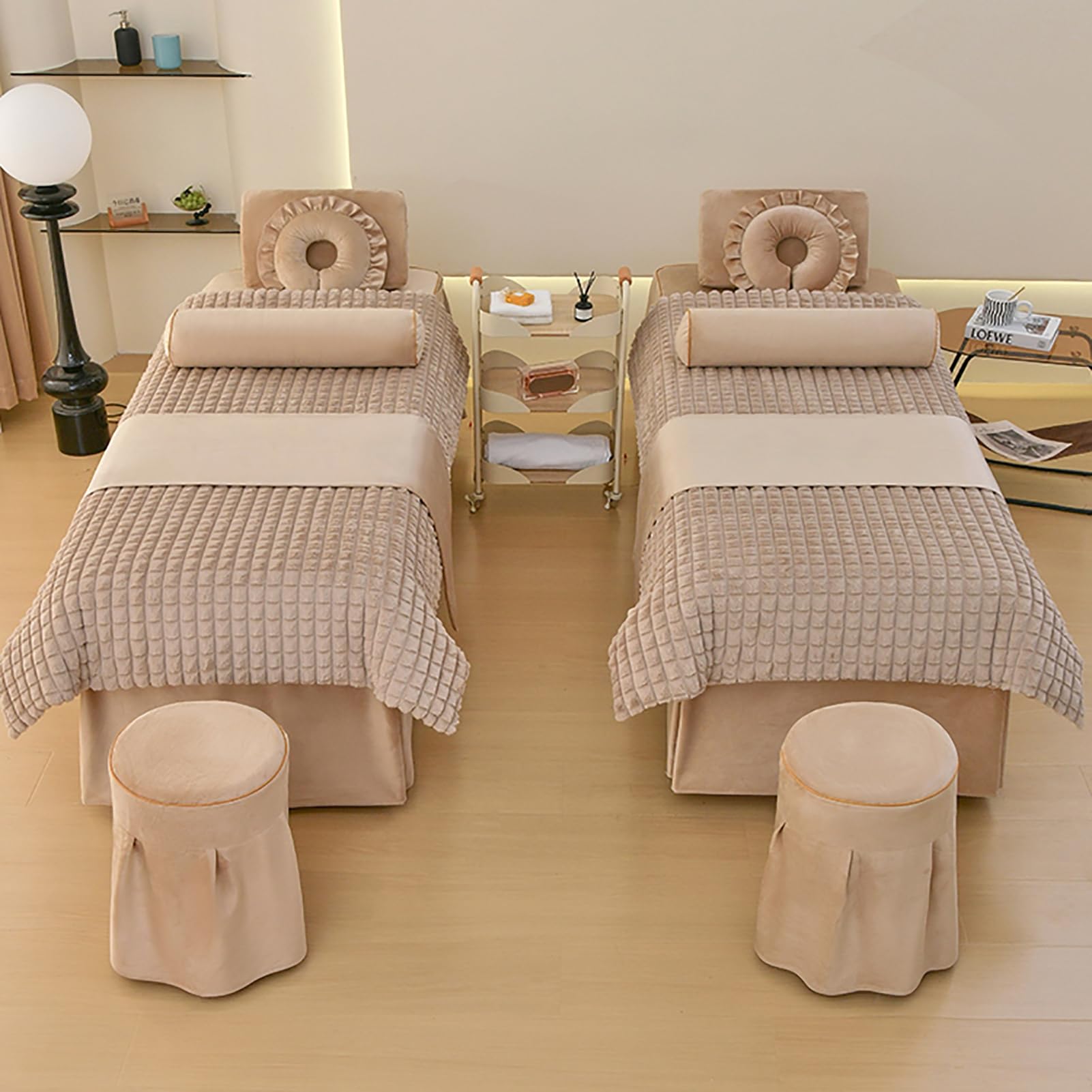4-częściowy zestaw pościeli do stołu do masażu spa, zestawy prześcieradeł do stołu do masażu, pokrowiec na stół do masażu, spódnica do stołu do masażu ciała spa,Grey,70x190cm(28x75inch)