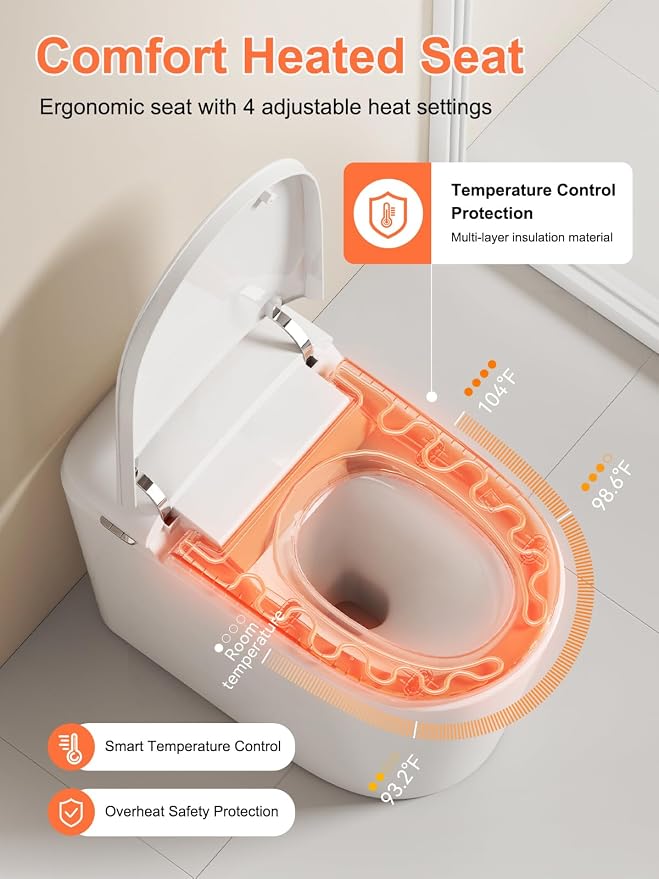 Inodoro inteligente con asiento calefaccionado y luz nocturna miniatura 6
