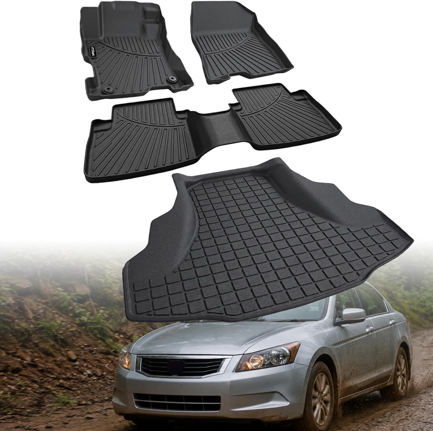 Compatible with Honda Fit 2015-2020 (Not for Manual Transmission) Floor Mats & Cargo Liner,All Weather Protection,Anti-Slip TPE Floor Mats & Trunk Mat for Fit 2015 2016 2017 2018 2019 2020 Accessories