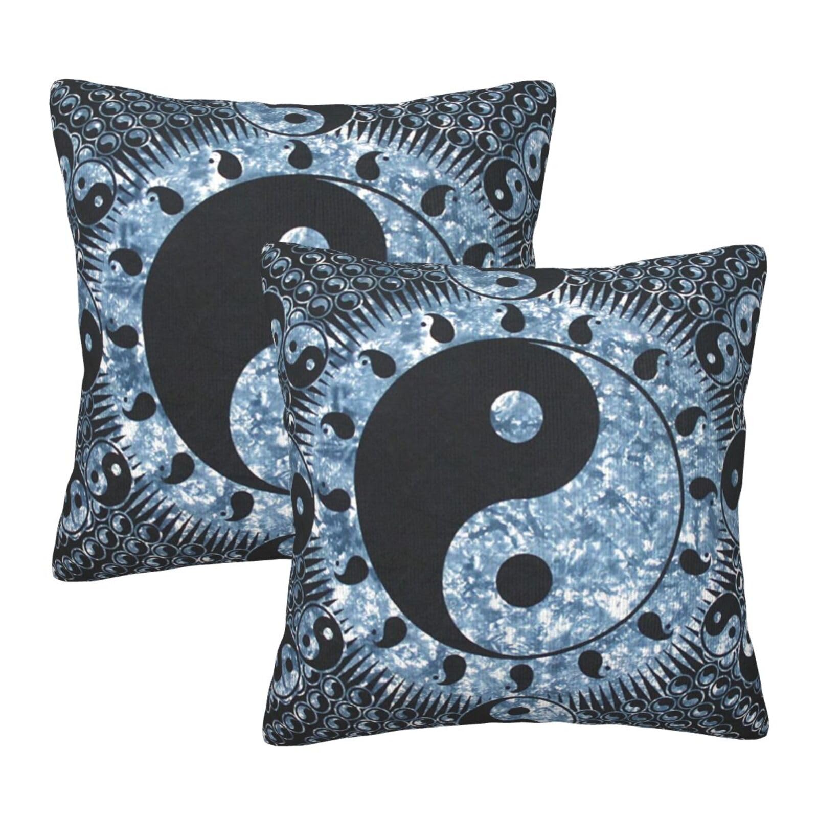 Taies d'oreiller carrées Ying Yang lot de 2 en coton imprimé 63x63 cm