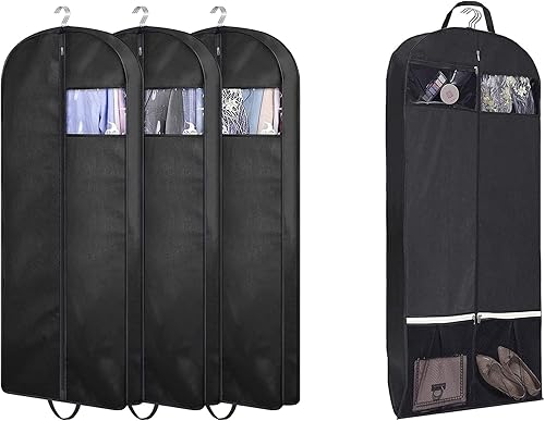 Miniatura 1 de KIMBORA Bolsas de traje de 54 pulgadas para almacenamiento en armario (3 paquetes) y bolsas de ropa de vestir triples de 54 pulgadas (1 unidad)