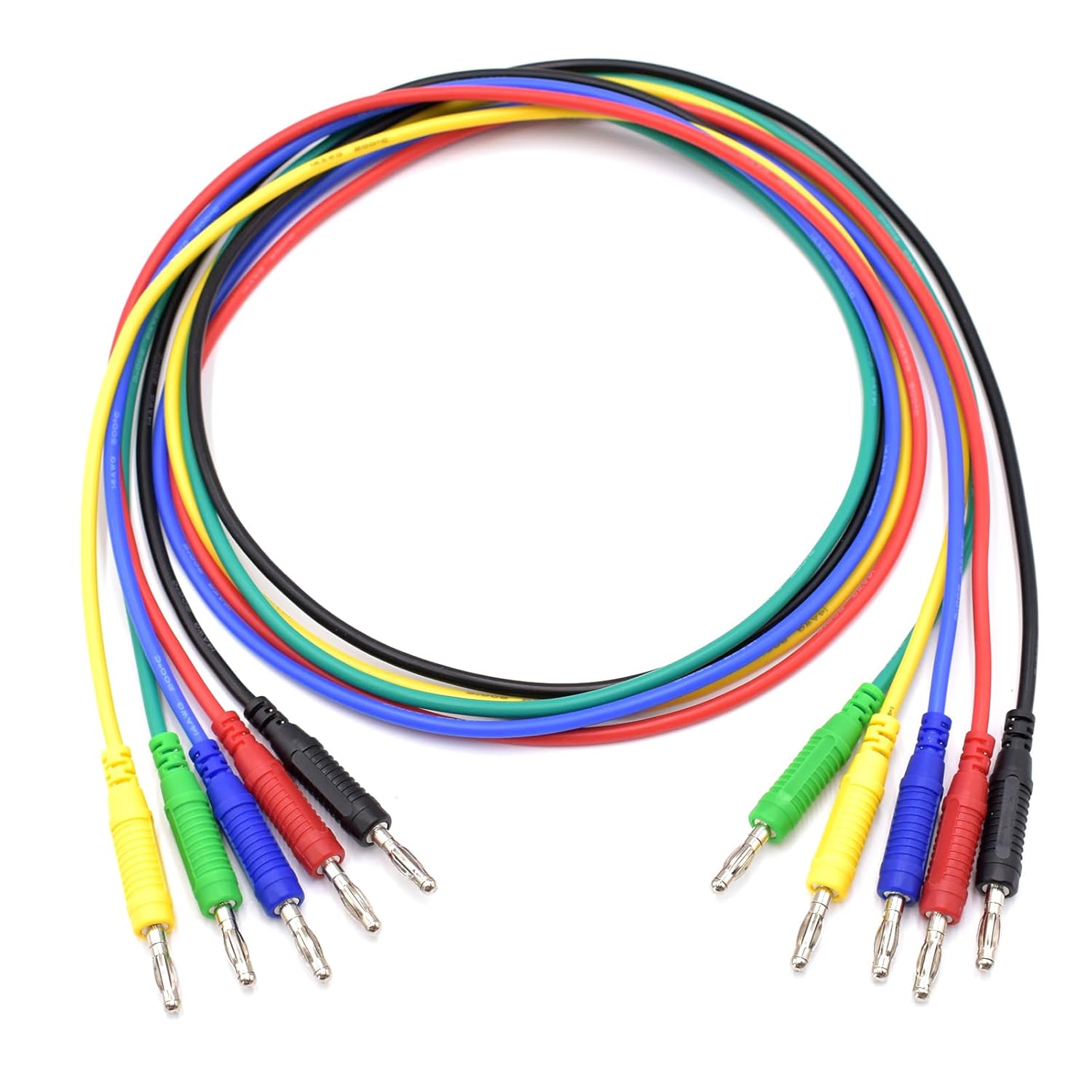 5Pcs Multimeter Test Lead Extension Male to Female Connector 4mm Banana Plug to Jack Heavy Duty 14AWG Silicone Wires Meter Leads Probes 6 Feet
