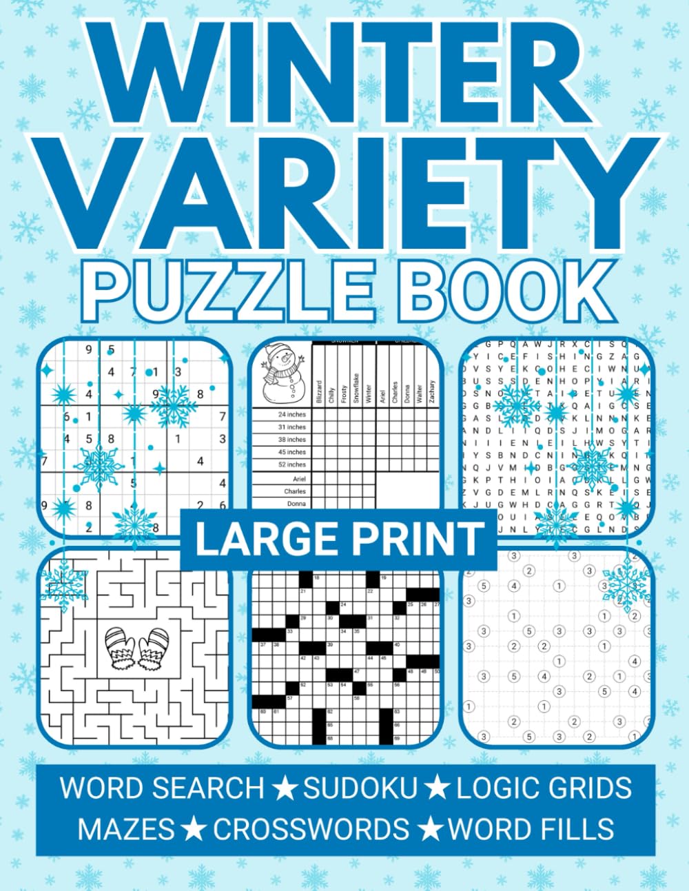 Winter Variety Puzzle Book: Mixed Sudoku, Crosswords, Word Searches ...