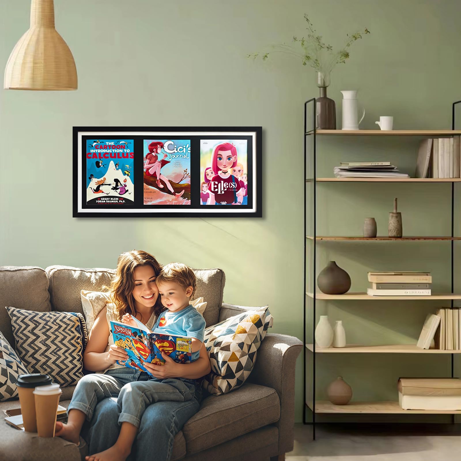 Comicbuch-Aufbewahrung, Comic-Buch-Schatten-Box, 3 Zeitschriftenständer, Holz-Comicbuch-Fame, Sport-Magazinrahmen für 21,6 x 29,2 cm Comics/Zeitschriften, mit schwarzem Kern, mit installierten