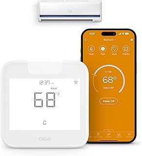 Cielo Breez Breez Max | ENERGY STAR CERTIFIED Smart AC Controller | WiFi Thermostat for Mini-Split, Window, Portable ACs/Heat Pumps | AI-Based Tech | Free App, No Subscriptions | Alexa, Google, IFTTT etc. (White)