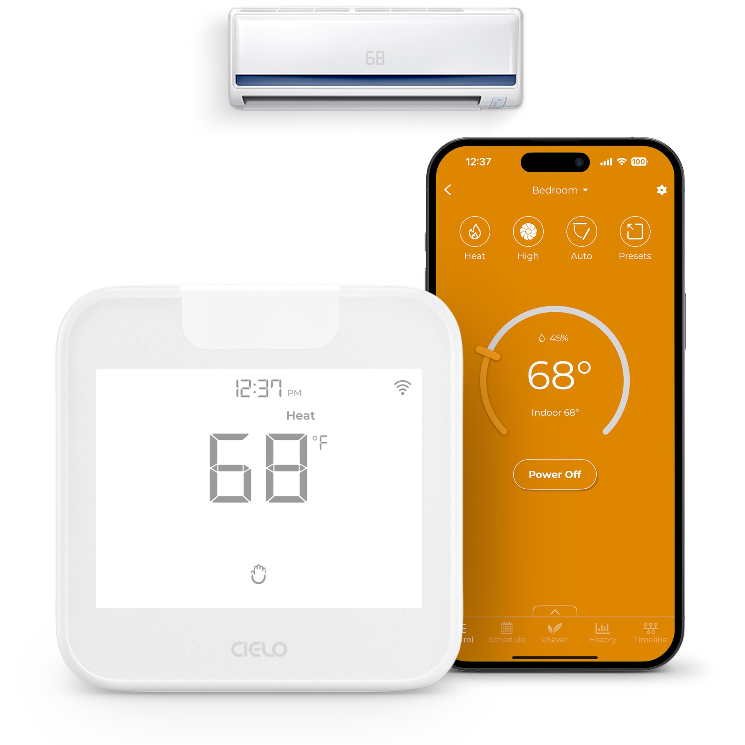 Breez Max | ENERGY STAR CERTIFIED Smart AC Controller | WiFi Thermostat for Mini-Split, Window, Portable ACs/Heat Pumps | AI-Based Tech | Free App, No Subscriptions | Alexa, Google, IFTTT etc. (White)