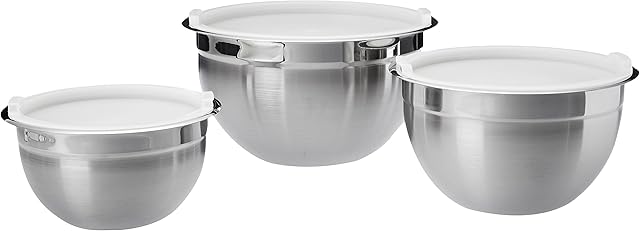 Amazon Basics Stainless Steel 3-Piece Mixing Bowl Set