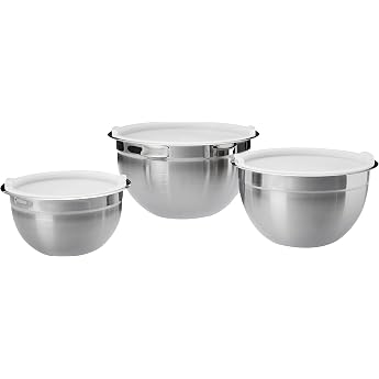 Amazon Basics Set of 3 Stainless Steel Mixing Bowls