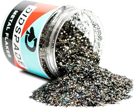 6oz Black Magic 0.025" Large Metallic Flake | Premium Black Holographic Glitter for Epoxy, Resin, Nail Art, Tumblers, Multi-Purpose