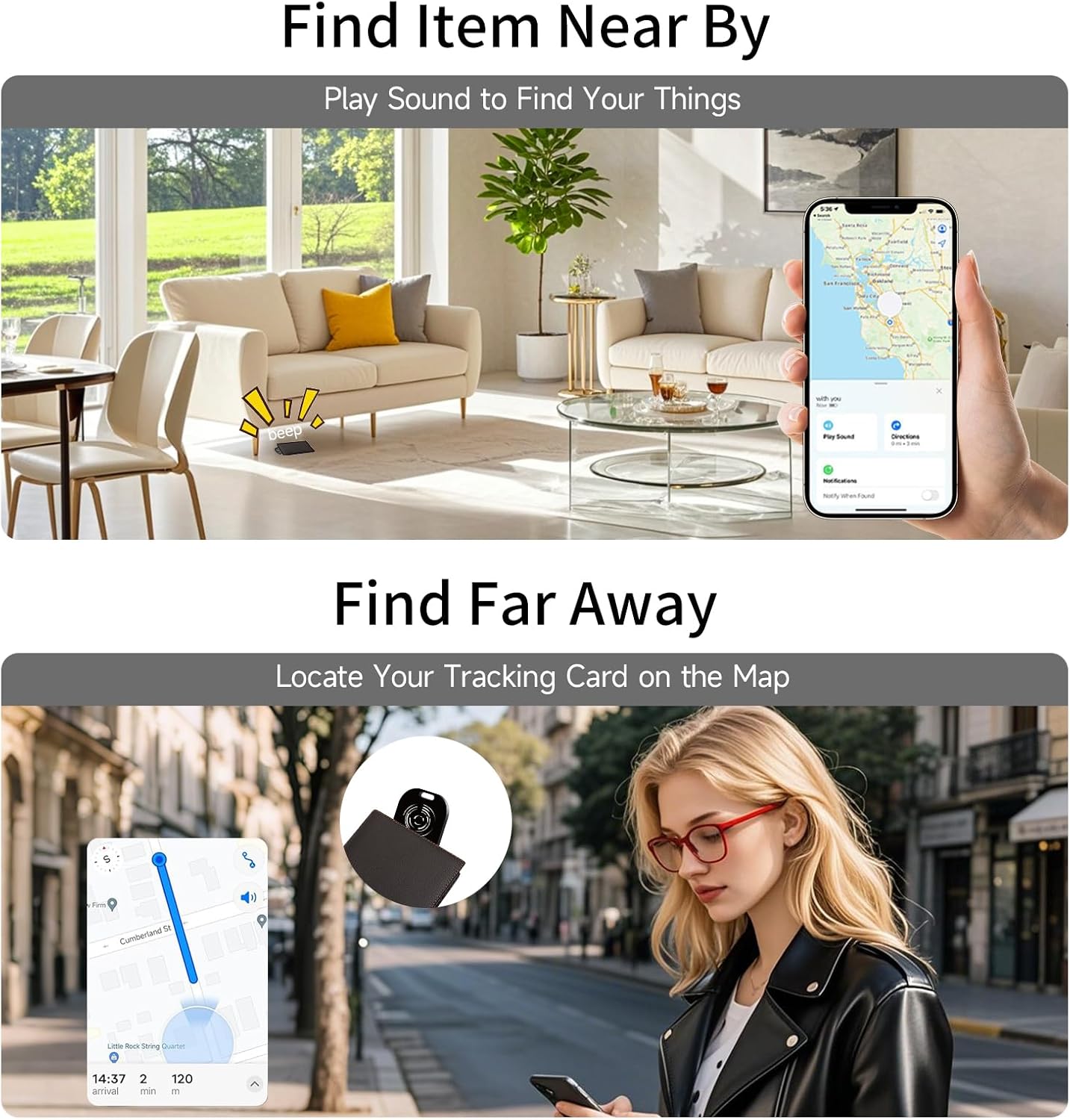 Mini Wallet Tracker Card, Key and Item Locator IP65 Waterproof Find Nearby Far Away iOS Only Work with Apple FInd My App Rechargeable Phone Finder for Keys, Bags More - Image 5