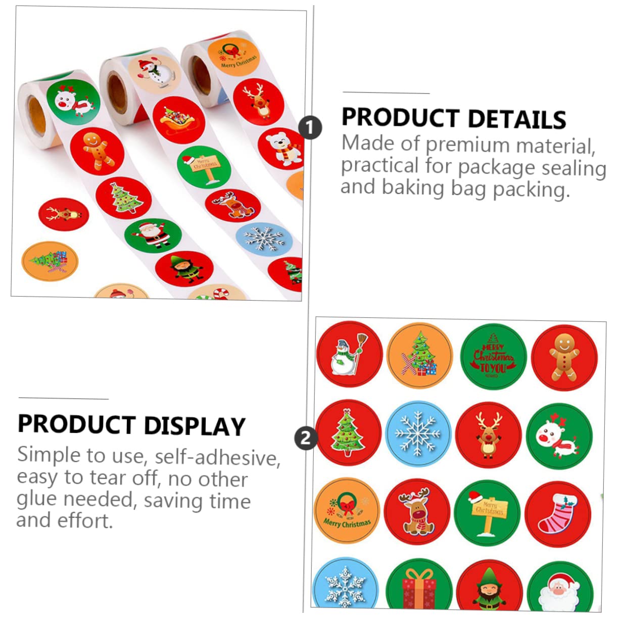 Amosfun 6rollen Dekorative Geschenketiketten Selbstklebende Weihnachtsaufkleber Für Pro Für Feste Und Anlässe Weihnachtsdekoration