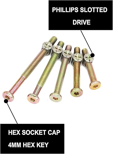 Miniatura 4 de cSeao - Juego de 25 tornillos de repuesto para cuna de bebé, juego de 25 tornillos hexagonales M6x40mm 1.969 in 2.362 in 2.756 in 3.150 in  3.150 in