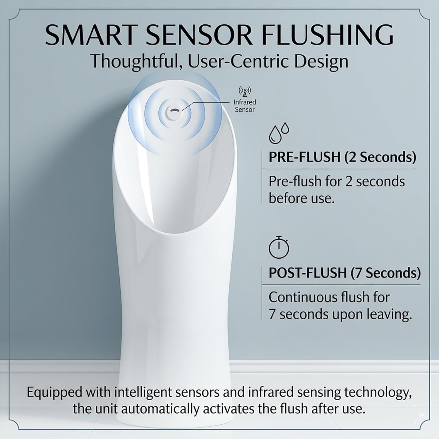 Automatic Floor Mounted Urinal for Men, Smart Sensor Touchless Ceramic Urinal with Nano Self-Cleaning Glaze, High-Efficiency Spray Flush System for Commercial & Home Restroom(Gray-White)