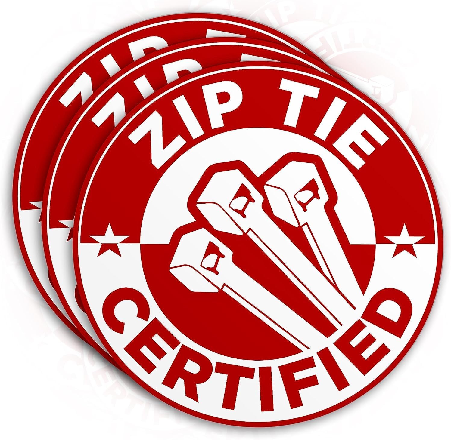 3 pcs Zip Tie Certified Hard Hat Sticker Decal, Tool Box Sticker Helmet Funny (red)