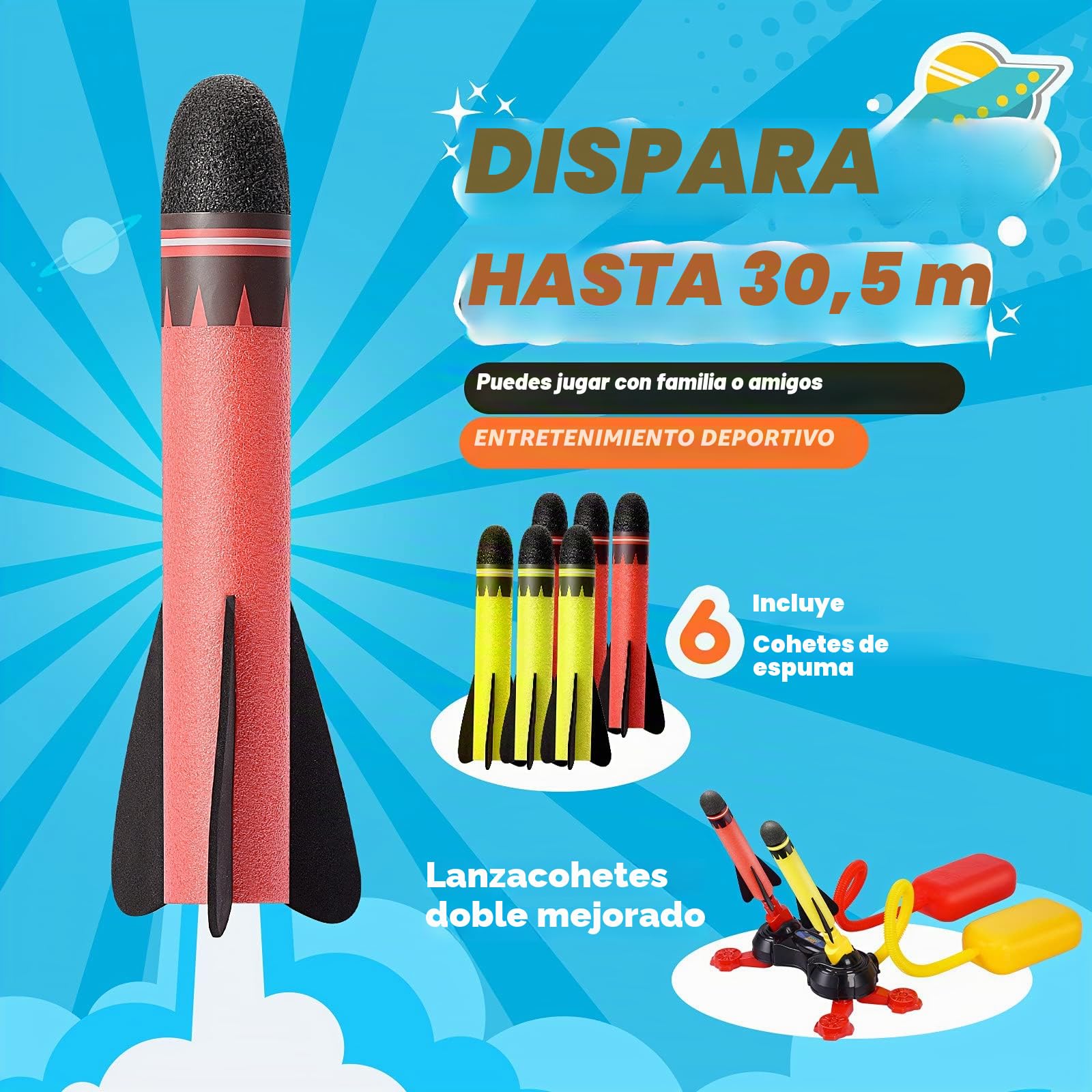 Anginne Nueva versión Cohete Juguete, Juguete al Aire Libre para Niños - Regalo Cumpleaños Infantil