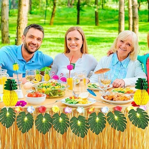 Miniatura 6 de WEISPARK Guirnalda de 20 luces LED de hojas de palma, hojas de Monstera artificiales tropicales para colgar en la pared para fiesta hawaiana Luau