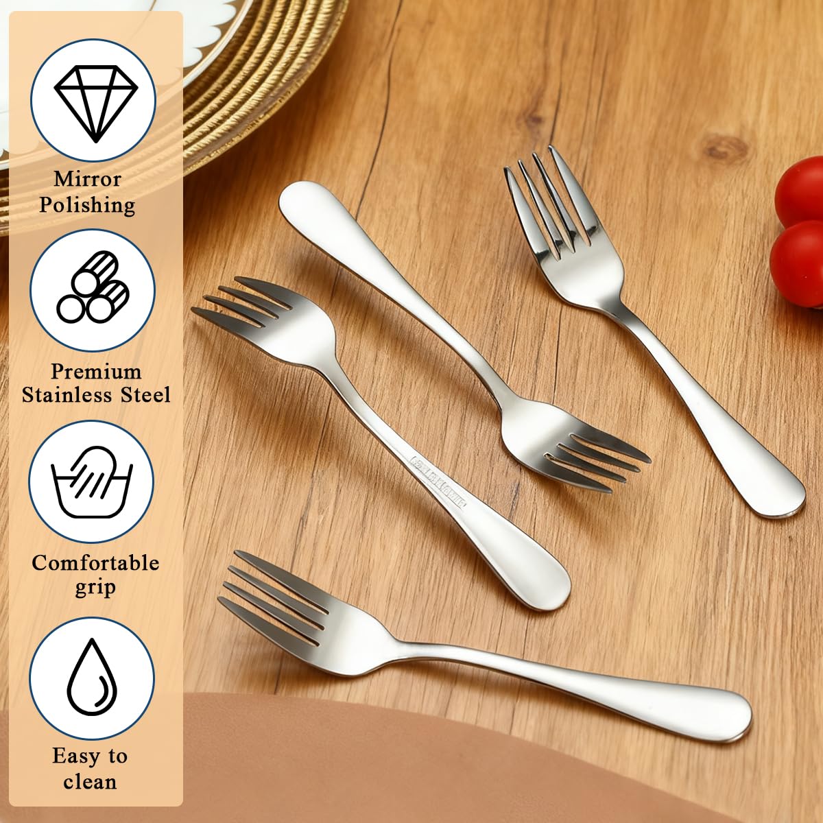 Dessert Forks Set of 24, Stainless Steel 5.5“ Cake Fork for Cocktail, Dessert, Cake, Tea, Fruit, Cheese, Appetizer Small Forks for Party, Hotel, Restaurant, Cafes — Amazon image 4