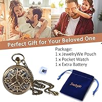 Vista 3 de JewelryWe Reloj de bolsillo con diseño de mapa de The Marauder's - Reloj de cuarzo clásico con cadena