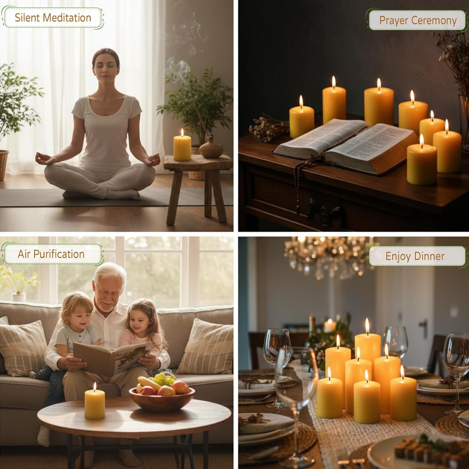 8 Packs Beeswax Candles, 2x3.4 inch Natural Beeswax Pillar Candles with Long Burn Time, Organic Emergency Candle for Home Decor, Gift Sending, Smokeless & Dripless - Image 5