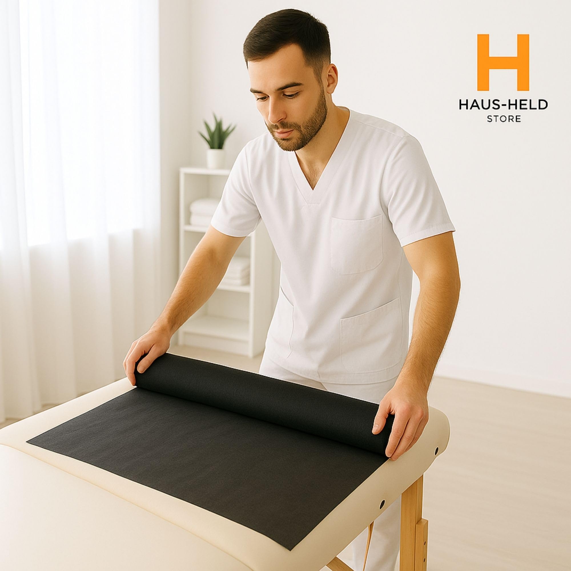HausHeld® Rotolo TNT lettino 60 cm × 50 m, nero, 14 g/m²