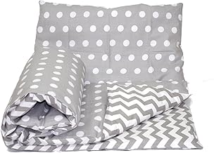 طقم ملاية سرير بوجهين للأطفال من بيبيز كومفورت، 1.2 متر × 90 سم، قطعتين، بقع رمادية/خطوط شيفرون رمادية، قطن، قماش شيفرون
