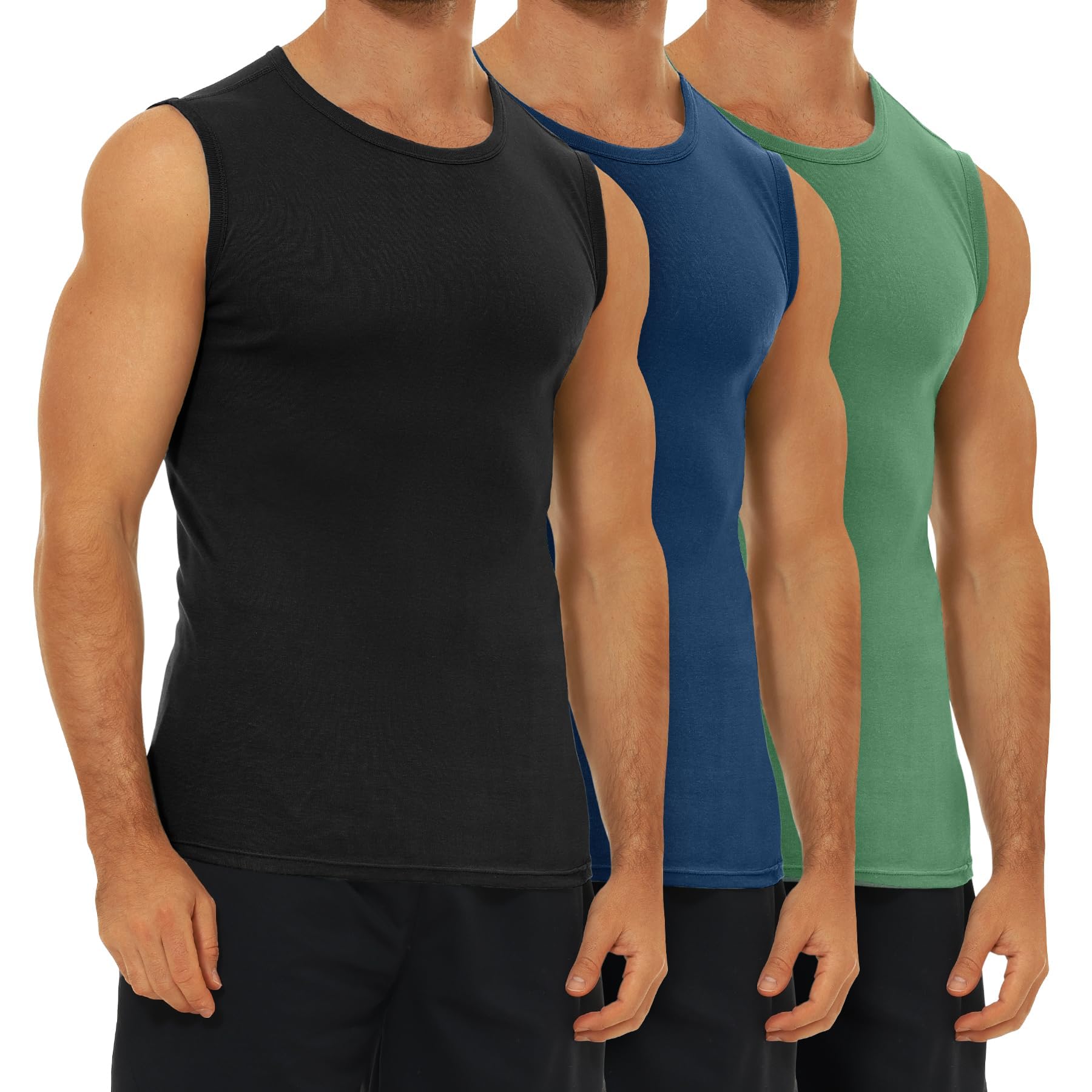 FALARY 3er Pack Unterhemd Herren gekämmte Baumwolle Tank Top Herren Unterhemden Mehrfarbig