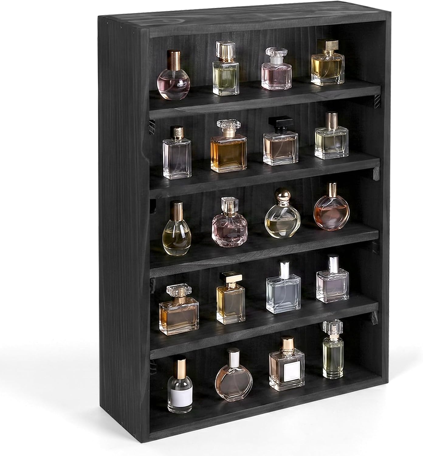 Perfume Organizer Wall Mount, Perfume Shelf for Wall with 5 Removable Shelves, Applicable on Desktop or Wall Mount for Cologne, Collectible, Cosmetics and Shot Glass, Trinket Shelf and Perfume Cabinet