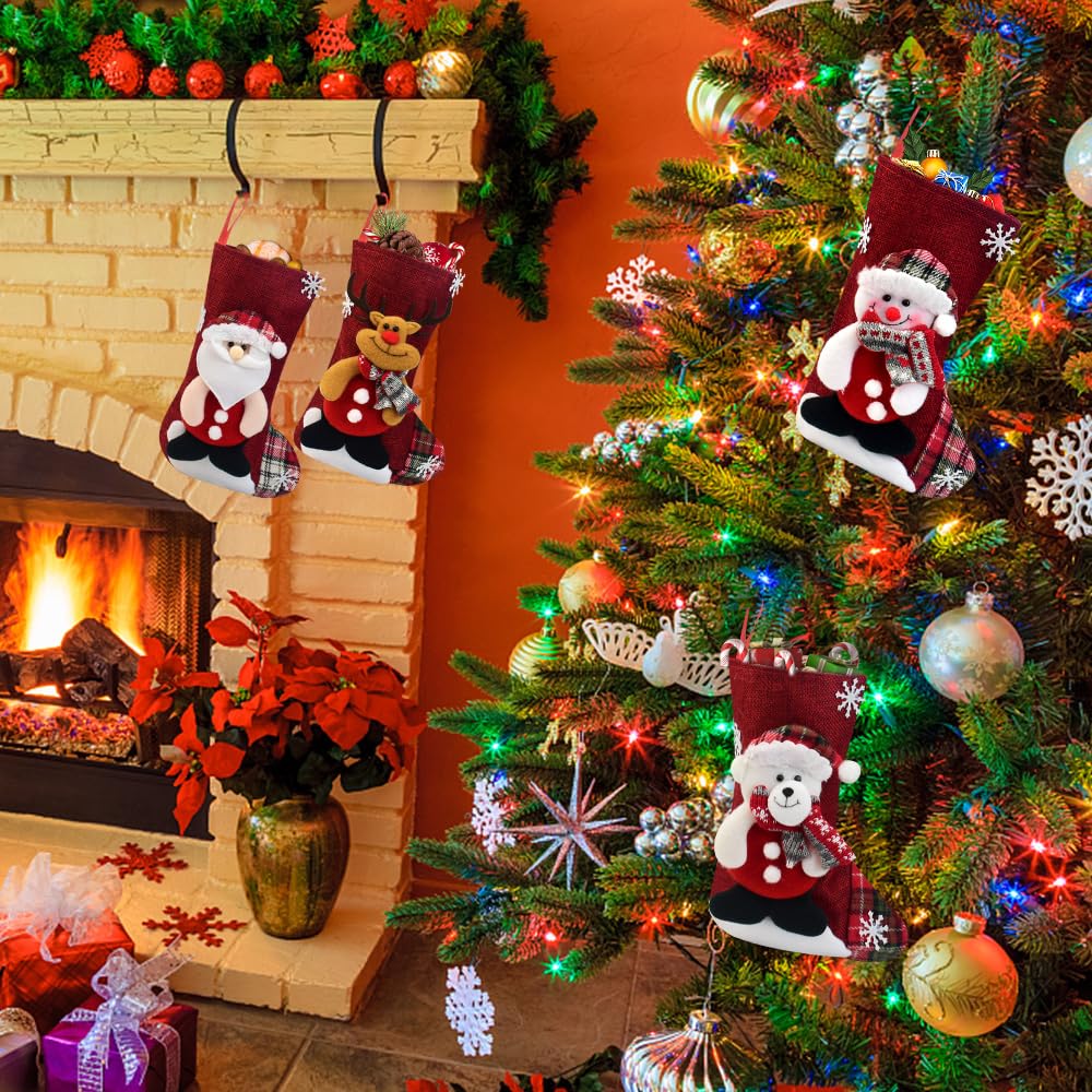 Decoración Chimenea árbol Calcetines Navidad Para Colgar - Pack De 4 - Tema  Papá Noel Y Muñeco De Nieve - Decoración Chimenea Y Árbol - Regalos Dulces  Bolsas Regalo Navidad Lino, image size:1000x1000