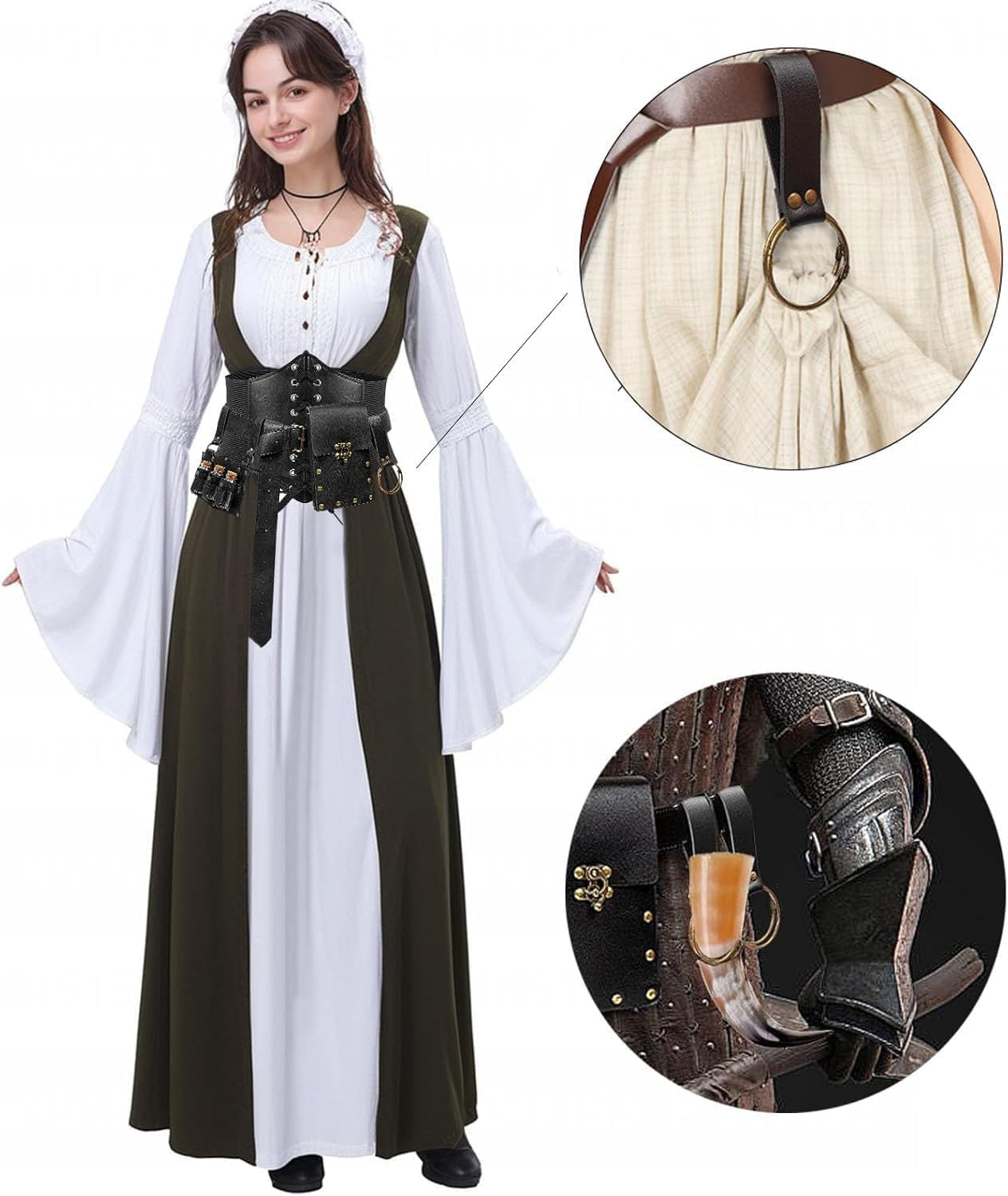 SUMGOGO 5PCS Corset Renaissance Belt Medieval Renaissance Belt Pouch Cork Potion Bottle Festival Halloween Costume Accessory - Image 2