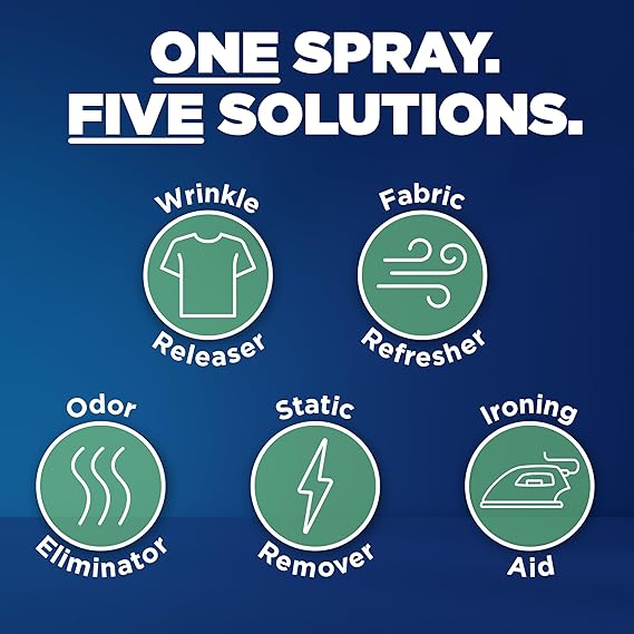Downy Wrinkle Release Spray, Travel Size Spray, All In One Formula, Removes Wrinkles, Static and Odor Eliminator, Crisp Linen Scent, 3 Fl Oz, Pack of 3
