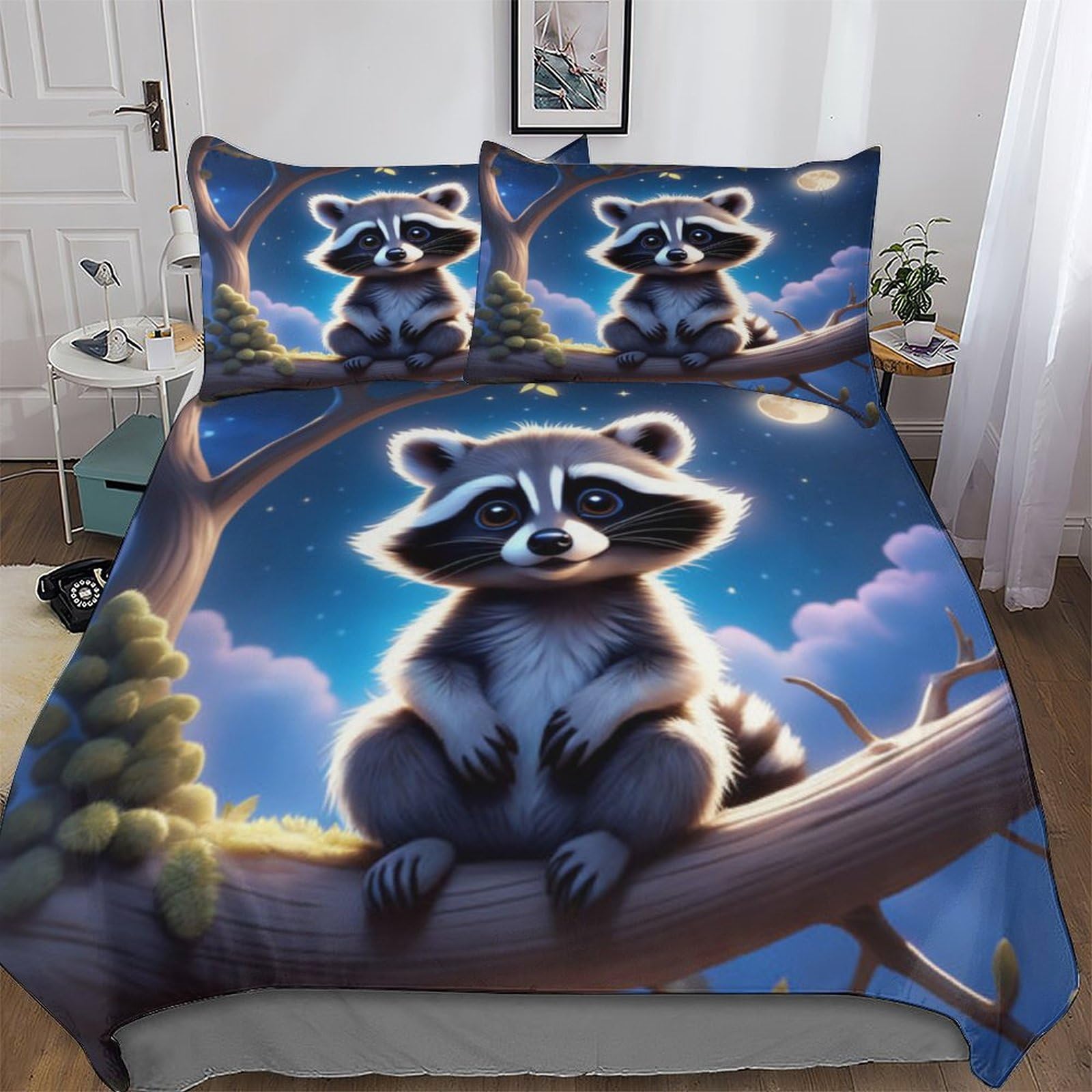 Parure de lit raton laveur hypoallergénique en microfibre douce pour la peau