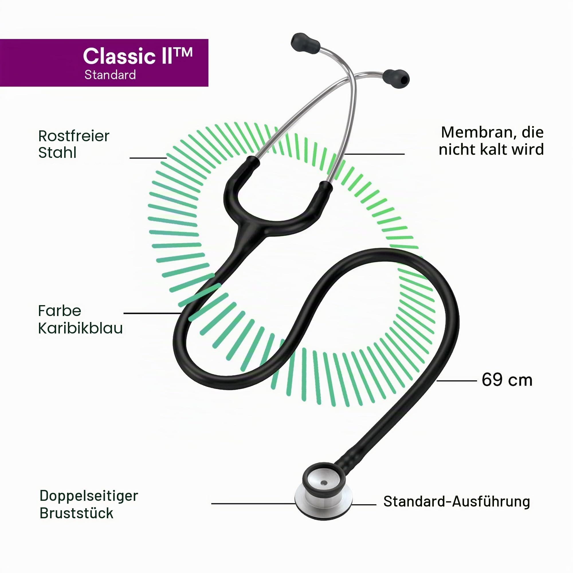 Littmann Classic II Infant Stethoskop, 2114, Schlauch Schwarz