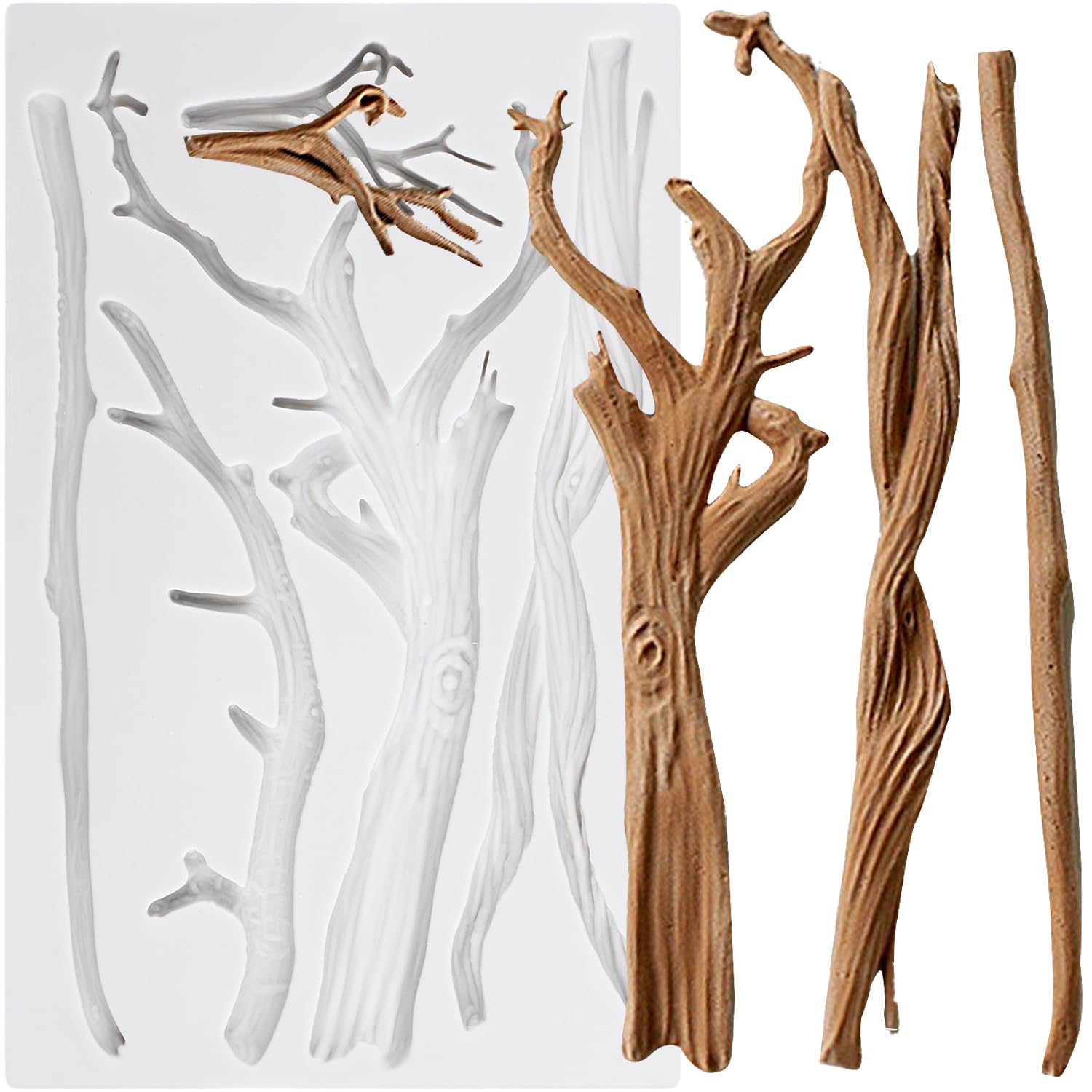 Sijiangmold Tree Branch Silicone Fondant Moulds Twigs Mould