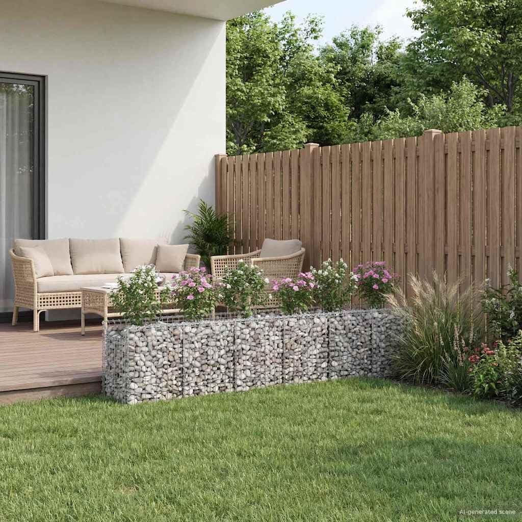 Gabions surélevés 300x50x60 cm pour brise-vue de jardin et aménagement de terrasse moderne