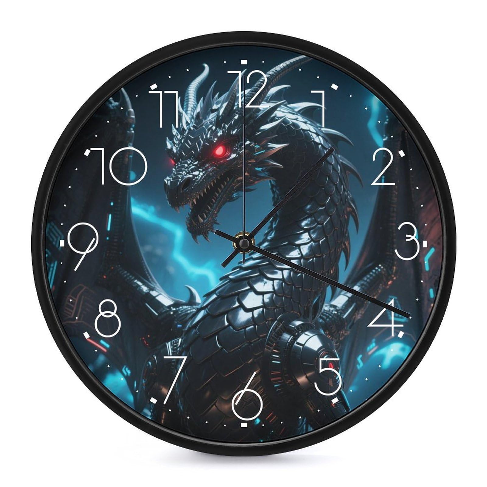 DWVTSLH Dragon Wall Clock 10 Inch Silent Non-Ticking Modern Clocks Battery Operated - Decorative Wall Clocks for Bedroom Living Room Kitchen Office Wall Decor Gift Idea