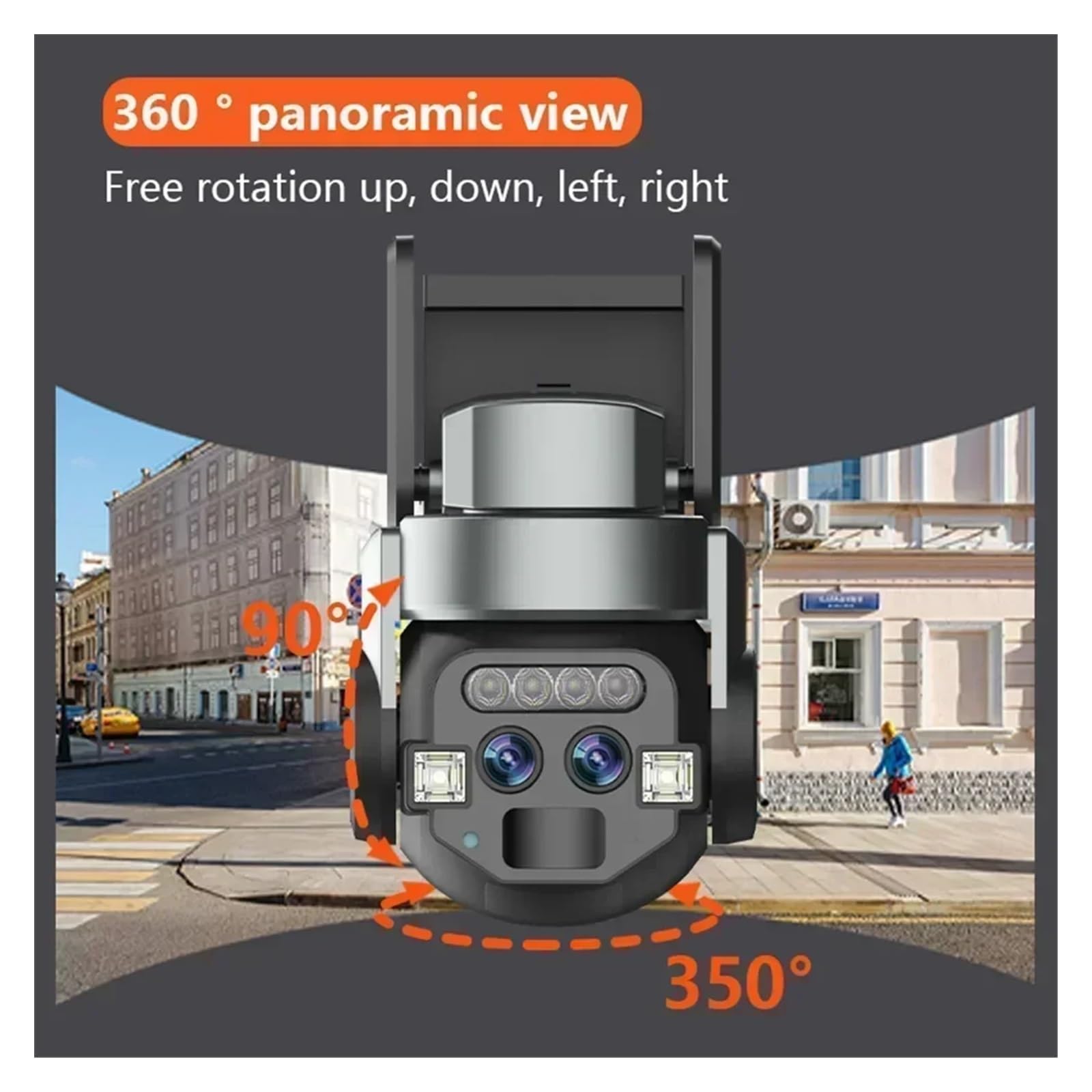Kamera bezpieczeństwa, Kamera z podwójnym obiektywem 6 MP HD 10-krotny zoom Zewnętrzny PTZ AI Detekcja mobilna Inteligentne śledzenie Kolorowe światło Monitorowanie noktowizyjne(6MP Camera Add 32GB)