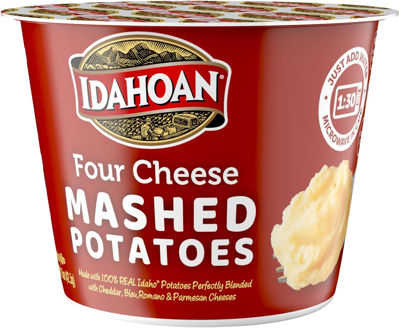Idahoan Four Cheese Mashed Potatoes, Made with Gluten-Free 100-Percent Real Idaho Potatoes, 1.5 oz Cup (Pack of 10)