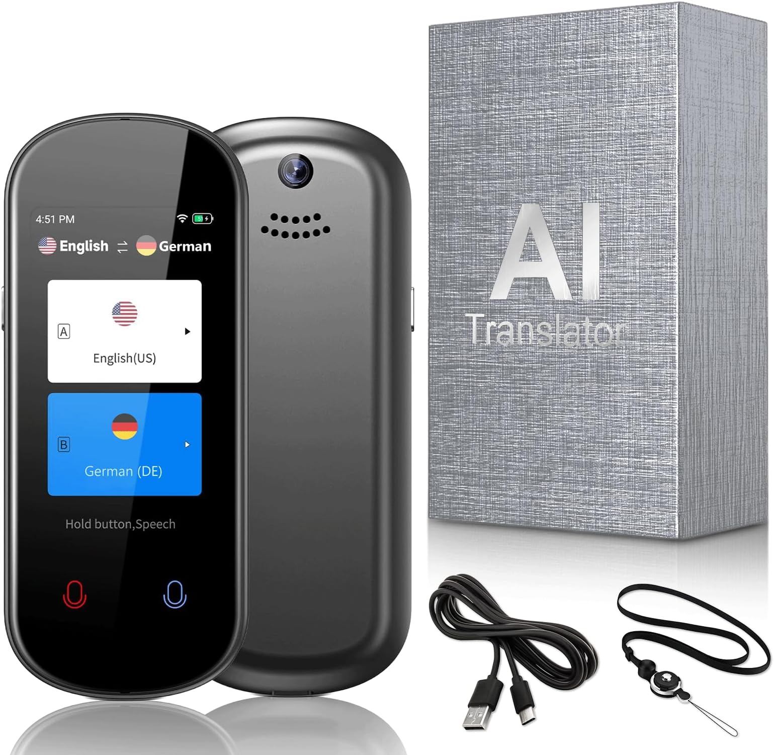 Zilchx Translator Sprachübersetzer Gerät, AI Sofortübersetzer für 138 ...