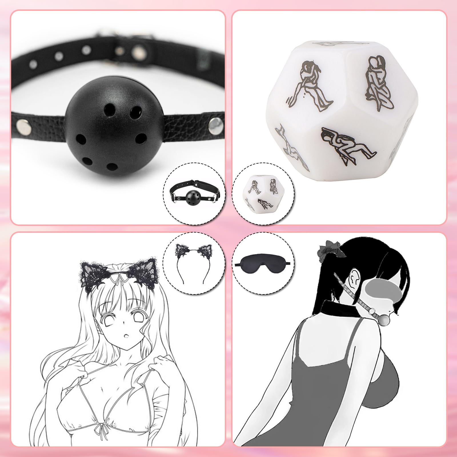 18 Piezas SM Bondage Kit, BDSM Restraints Kits con Máscara y Sexual Esposas, Erótico Set Juguetes Sexuales para Parejas Bondage Set Esposas para Principiantes y Experimentados