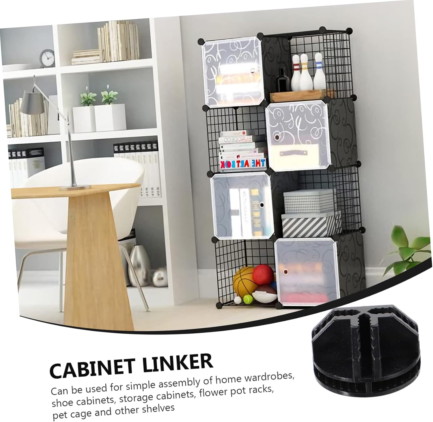 20pcs Interlocking Cabinet Connectors Black Plastic APS Clips for Wire Cube Storage Units Versatile Storage Rack Buckle for Home Organization