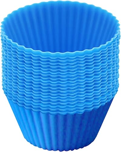 Tixill Paquete de 21 moldes de silicona para hornear, reutilizables, para cocina, hogar, huevos y tartas, moldes para muffins (azul)