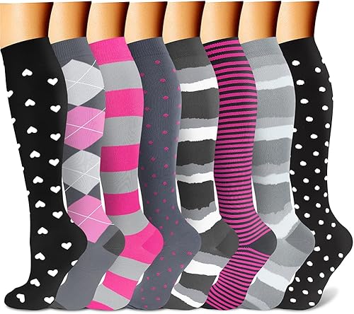 Miniatura 173 de CHARMKING Compression Socks for Women & Men Circulation (8 Pairs) 15-20 mmHg is Best Support for Athletic Running,Cycling