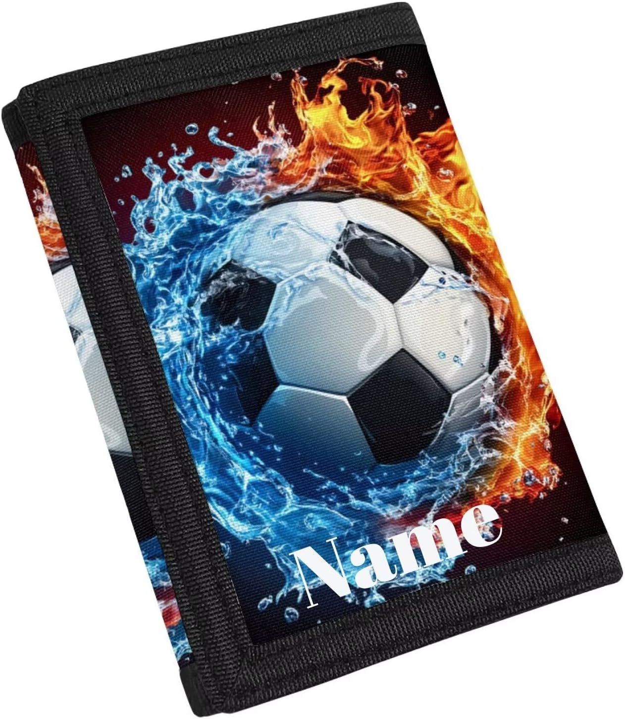 GIFTPUZZ Soccer Wallet Boys Teen Walllet Trifold Wallet for Kids 6-8 Years Toddler Money Bag for School Sport and Gym Name Add Your Name on Soccer