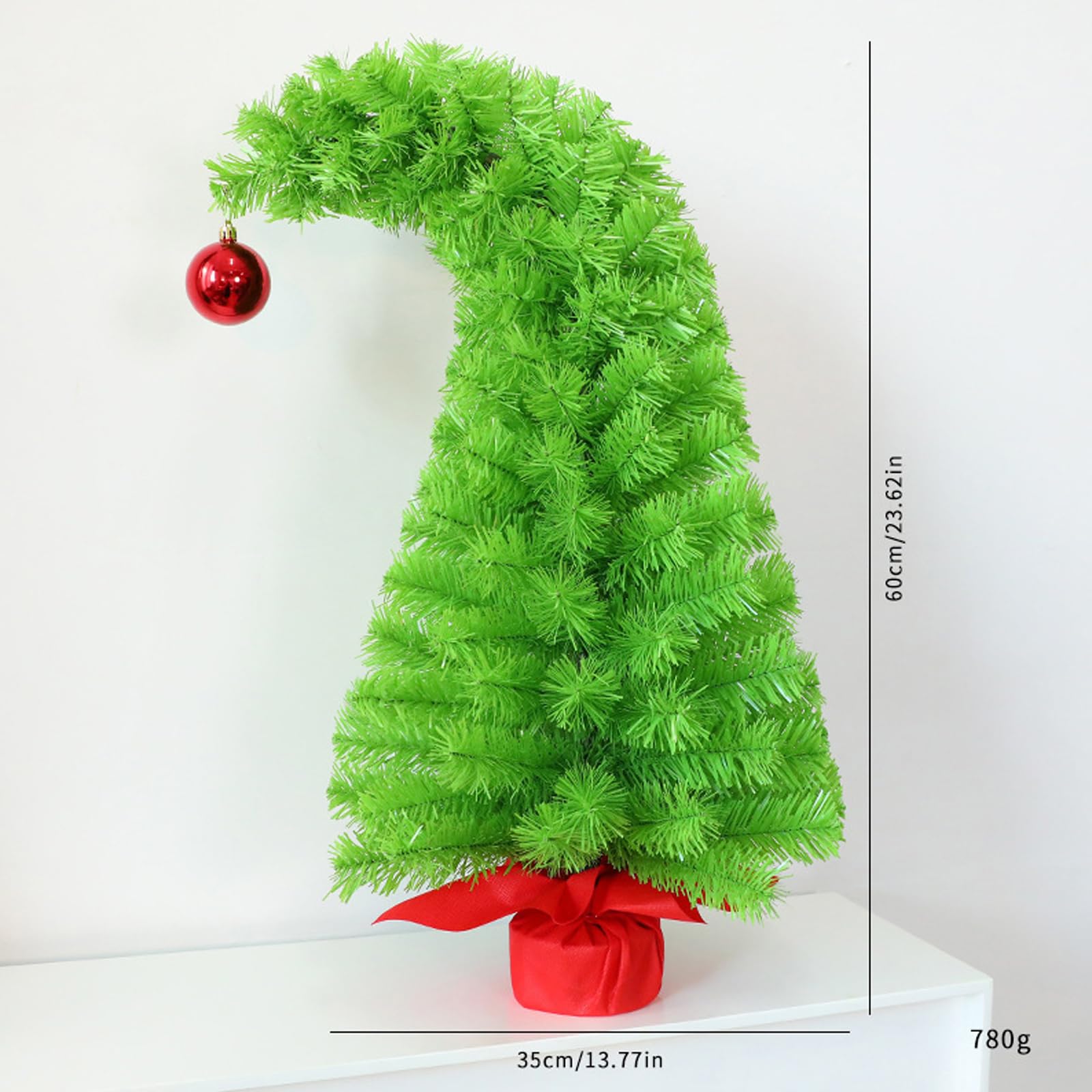 XAGMODSHN Decoración de árbol navideño Verde Torcido para Escritorio, Dormitorio, Oficina, decoración de Festivales, Suministros caprichosos para Fiesta de Navidad