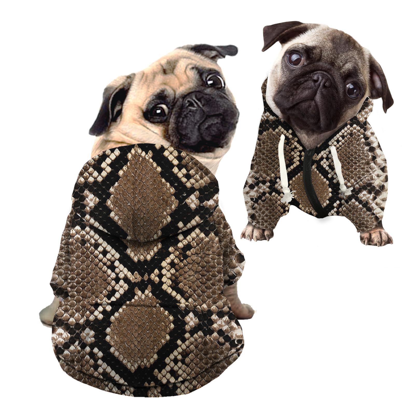 Kuiaobaty Snakeskin Texture Warm Dog Clothes for Small Dog Boys Girls, Soft Puppy Pets Hoodies Sweatshirts Dogs Hoody Outdoor Jumpers — image 1