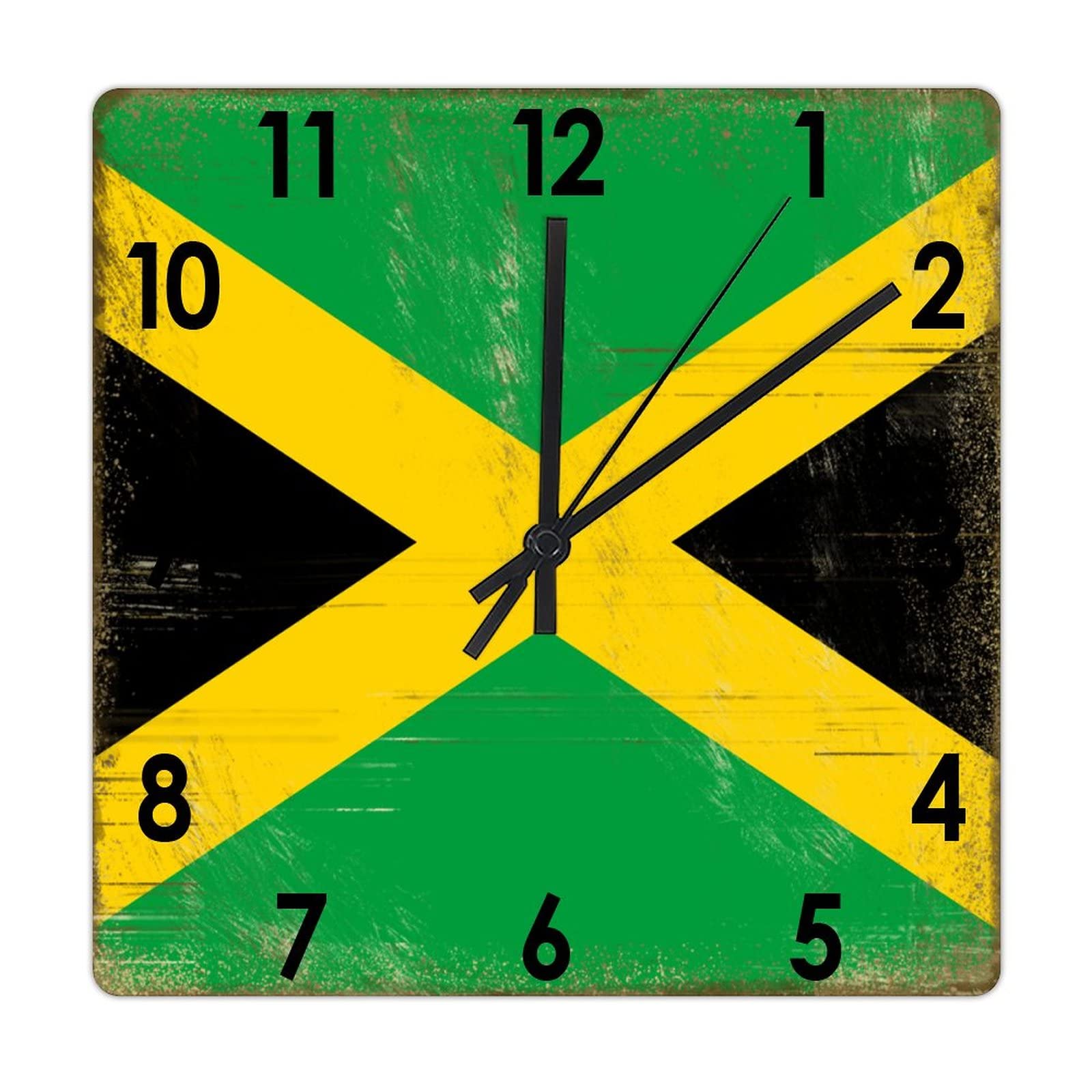 Horloge murale carrée Jamaïque en bois : le silence absolu sans tic-tac