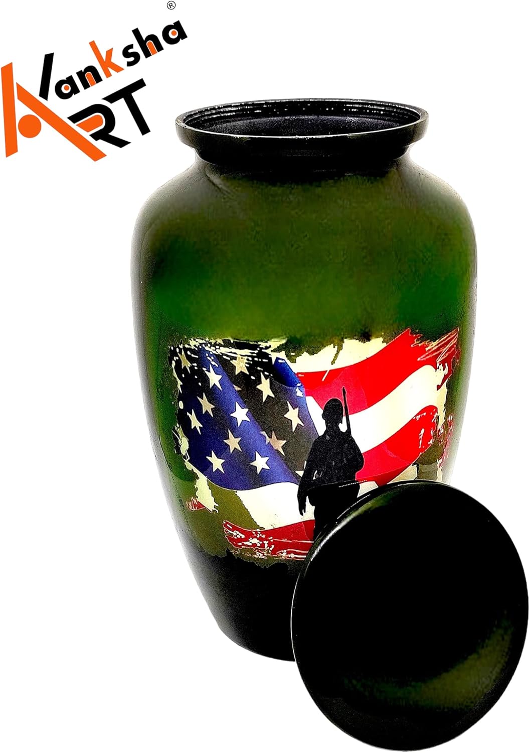 -American Flag Patriotic Urn for Human Ashes, Adult 200 Cubic Inches, Urns for Ashes - Tribute to Soldier