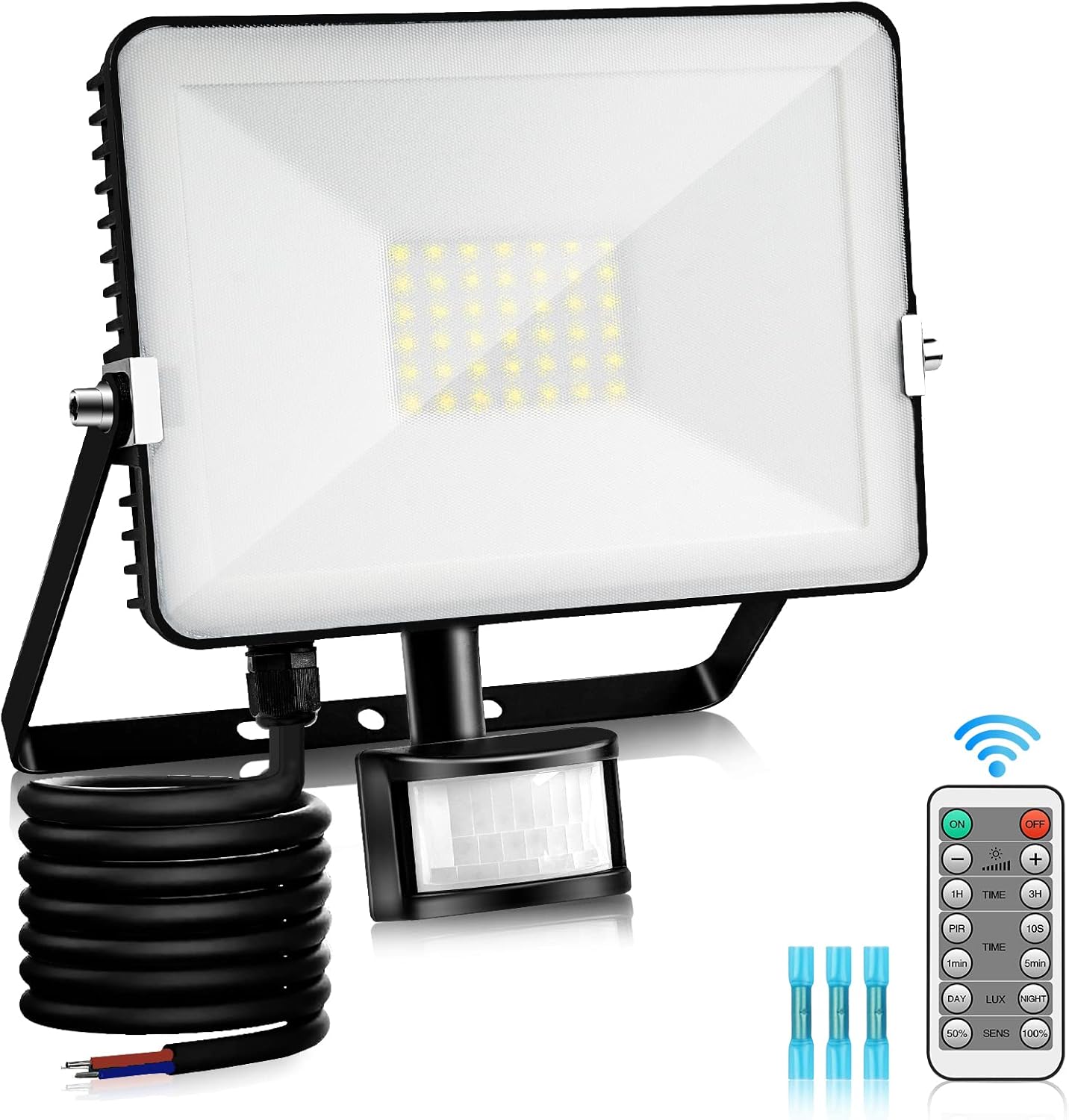 Dametay Foco LED exterior de 30 W con detector de movimiento, superbrillante, 3000 lm, IP66, resistente al agua, 6500 K, luz blanca fría, lámpara exterior para patio, jardín, hotel, campo deportivo