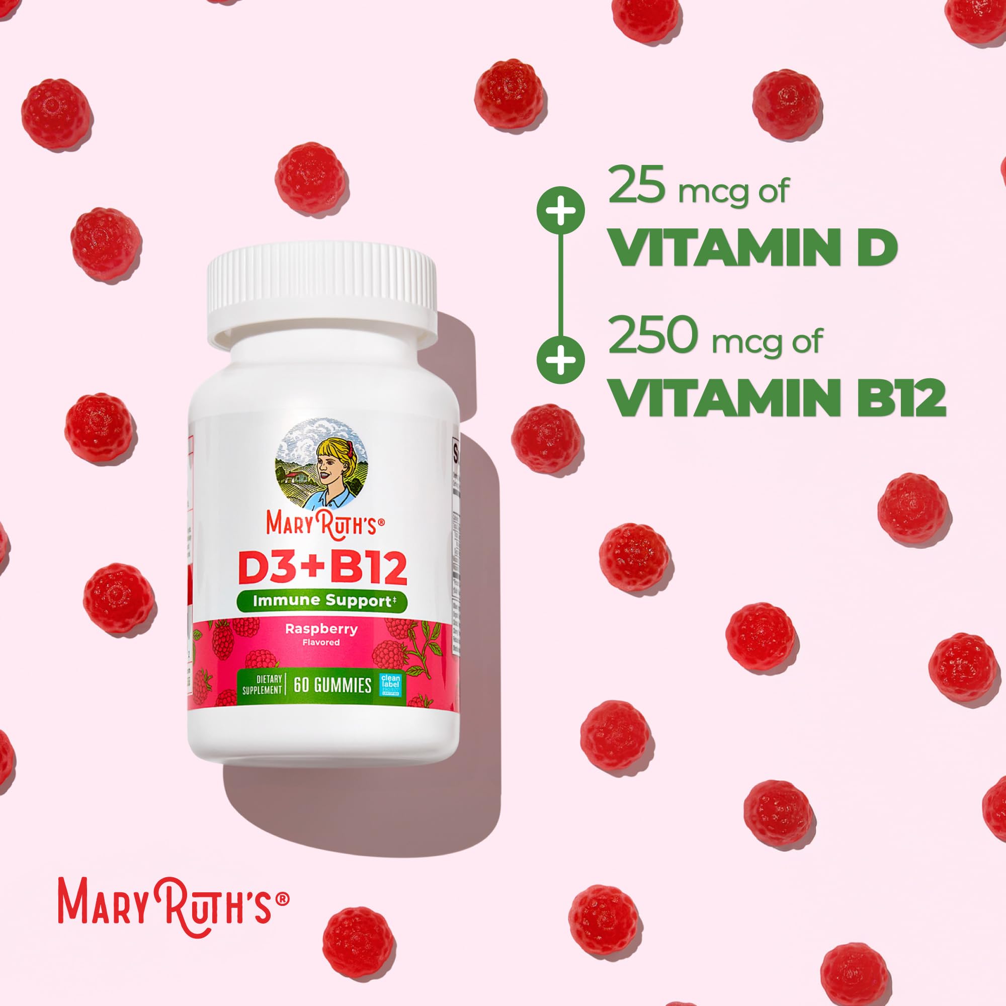 MARYRUTH'S Vitamin D3 + B12 Gummies for Ages 4+, Sugar Free, 60 Servings — Amazon image 7