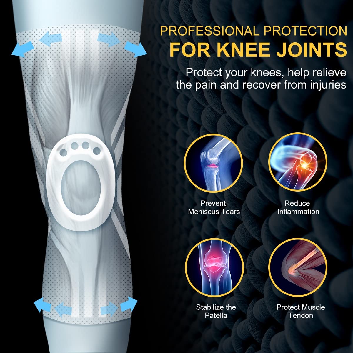 APRUT Knee Braces for Knee Pain, Knee Brace with Patella Gel Pad & Side Stabilizers for Men Women, Medical Grade Knee Compression Sleeve for Any Sports, Pain Relief, Meniscus Tear, Arthritis, ACL : Health & Household